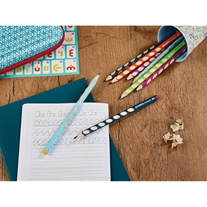 STABILO EASYgraph - Ergonomic Graphite Pencil - 8 x Left-Handed and 40 x Right-Handed - Classpack of 48 - Petrol - Degree HB