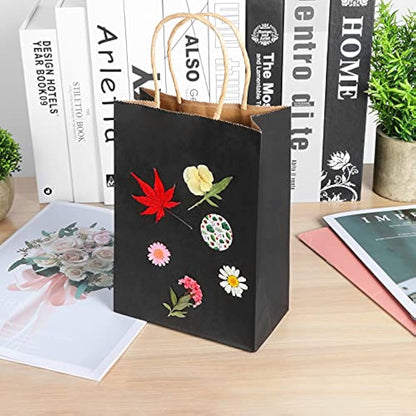 Gift Bags Large Paper Bags with Handles (18 PCS,30x23x12cm 130GSM paper) Black Paper Bags for Halloween Christmas Wedding Birthday Party