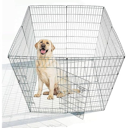 Ellie-Bo Easy-Up 8 Piece Foldable Portable Dog Puppy Play Pen with Door for Indoor/Outdoor Use 91cm High, Rabbit, Cat, Guinea Pigs