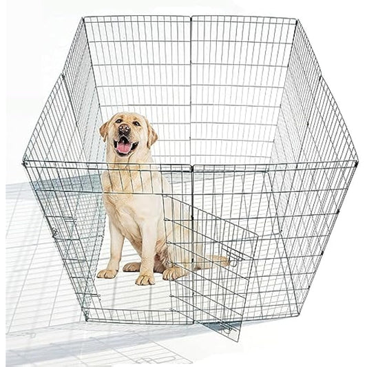 Ellie-Bo Easy-Up 8 Piece Foldable Portable Dog Puppy Play Pen with Door for Indoor/Outdoor Use 91cm High, Rabbit, Cat, Guinea Pigs