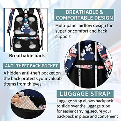 HILUSEN Travel Laptop Backpack for Men,Water Resistant Lunch Backpack Work Backpack with USB Charging Port