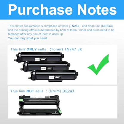LCL Comatible Toner Cartridge TN243 TN247 TN-247 TN247BK TN-247BK 3000Pages (3 Black) Replacement for Brother HL-L3210CW HL-L3230CDW HL-L3270CDW MFC-L3710CDW MFC-L3750CDW