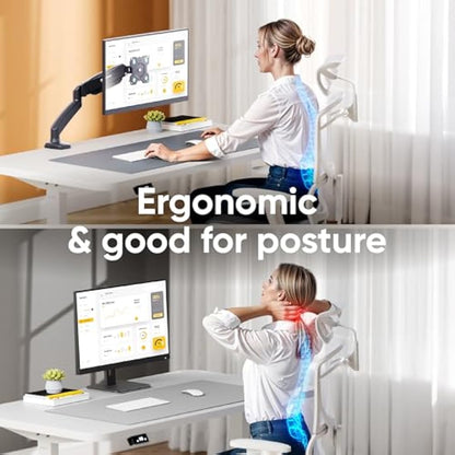 ONKRON Single Monitor Arm Desk Mount for 13-32 Inch Screen up to 8 kg, Gas Spring Monitor Stand for Desk with VESA 75x75 - VESA 100x100 - Screen Mount Desk Full Motion Black, G80-B