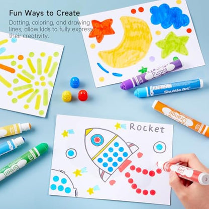 Shuttle Art Bingo Dabbers, 30 Colours Bingo Pens with Activity Book, Washable Dot Markers for Kids Toddlers, Non-Toxic Water Based Markers for Children Preschool Learning