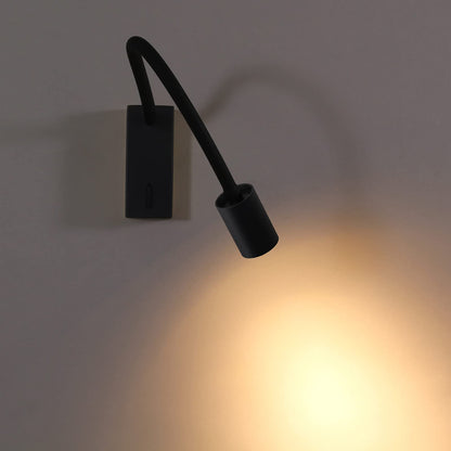 DAWALLIGHT Bedside Wall Lamp with Switch, 5W LED Gooseneck Reading Light Black Wall Mounted Reading Light for Bedroom Bed Hallway Corridor Office
