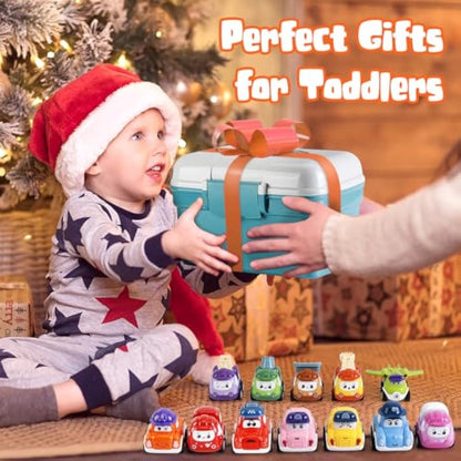 LULULIA Toys for 1 Year Old Boys Gifts, 12 Pcs Pull Back Cars Toddler Toy Cars for 1 2 Year Olds, 1st Birthday Gifts for Boys Girls, Christmas Baby Gifts Boy Toys Age 1