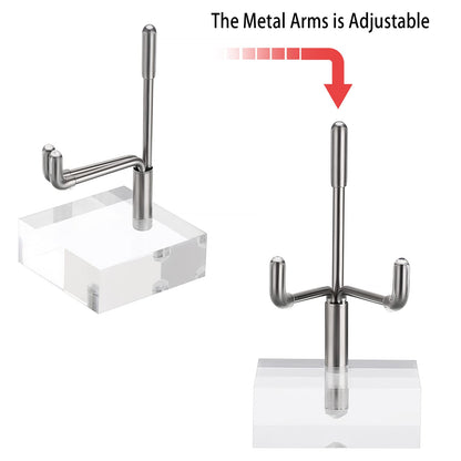 BTSKY Mini Size Adjustable Silver Metal Arm Display Stand with Square Base