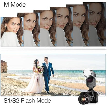 Powerextra DF-400 Flash Speedlite with M/S1/S2 Mode, Camera Flash for Canon Nikon Pentax Samsung Fujifilm Olympus Panasonic Sigma Minolta Leica Ricoh DSLR Digital Cameras with Single-Contact Hot Shoe