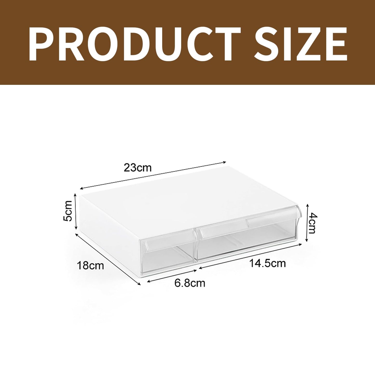 Under Desk Drawer, Desk Drawer, Self-Adhesive, Hidden Under Desk Drawers, Transparent Desk Drawers with 2 Compartments for Desk, Dressing Room
