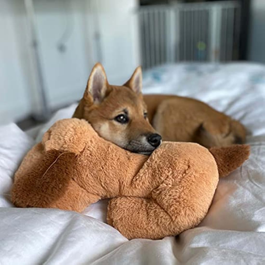 Original Snuggle Puppy Toy, Heartbeat Toy for Puppy, Dog Toys for Anxiety Relief, Calming Aid, Dog Heartbeat Toys for Behavioral Training in Biscuit