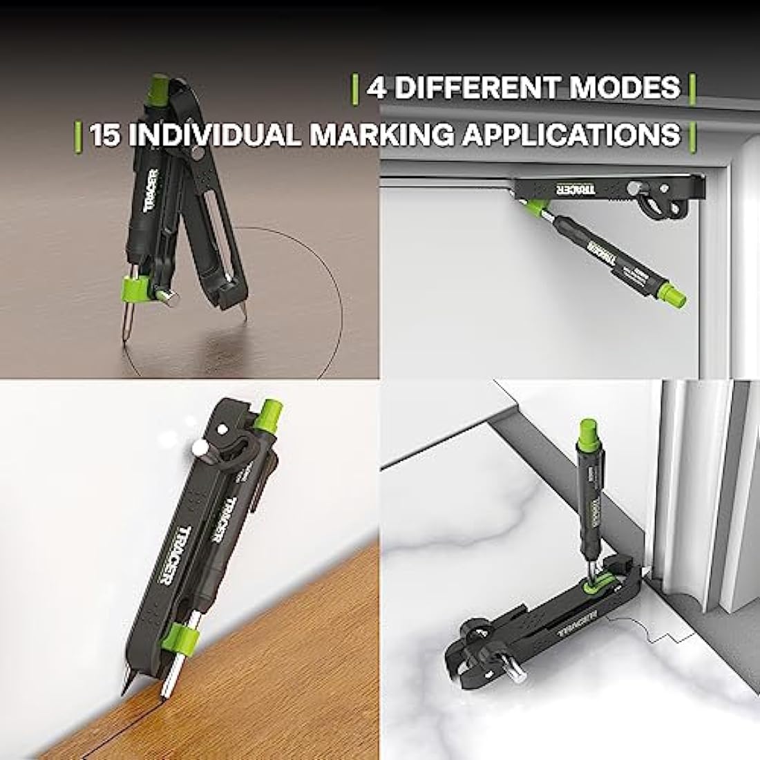 Tracer ProScribe Tool with Deep Hole Pencil, Lead Holster and Carry Case (DIY, Woodworking, and Carpentry Multi-Function Scribe Tool)