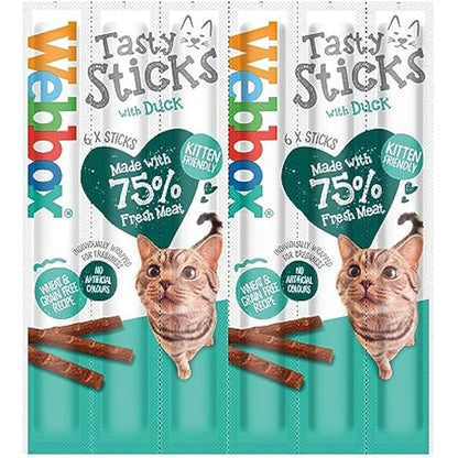 Webbox Tasty Sticks Cat Treats, Duck - Kitten Friendly, Wheat and Grain Free, No Artificial Colours (25 x 6 Packs)
