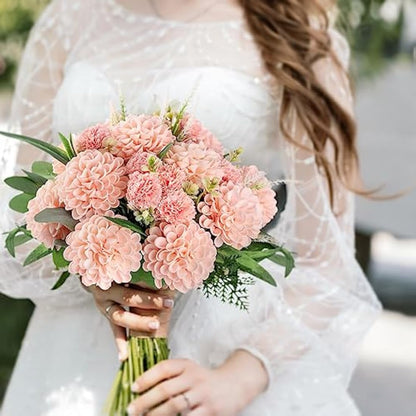 N&T NIETING Artificial Flowers 20pcs Fake Foam Dahlia Flower with Stems, DIY Foam Dahlia Flower for Wedding Cake Bouquets Floral Centerpieces Arrangements Bridal Shower Party Home Decor, Pink