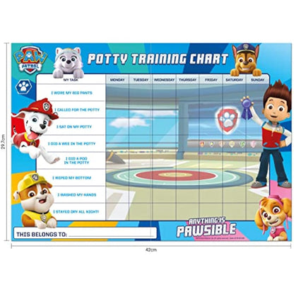 Paper Projects 01.70.30.025 Paw Patrol Potty and Toilet Training Reward Chart and Stickers,for ages 3+, 29.7cm x 42cm