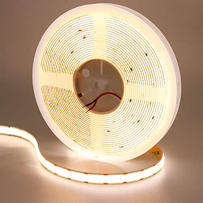 GOMING 32.8ft(10M) 24V Double Row COB LED Strip Light Natural White 4000K 6000LEDs CRI 93+ 20000lm Uniform Glow Dotless Not Waterproof IP20 Flexible