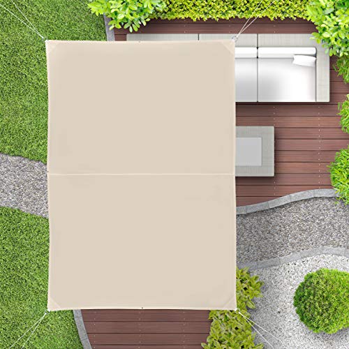 Relaxdays Shade Sail, Rectangular, Water-Repellent, UV-Protection with Tethers, Balcony Canopy, WxD: 3 x 4m, Beige