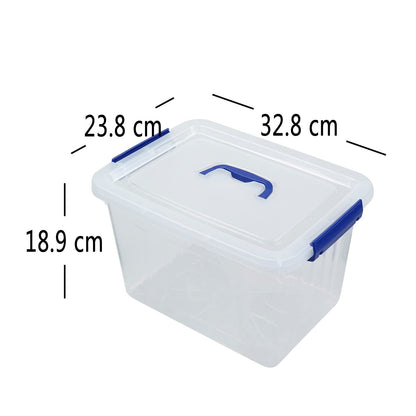Buyitt Set of 6 Plastic Storage Bins with Lid, 12 Litre Storage Latch Boxes, Clear, f