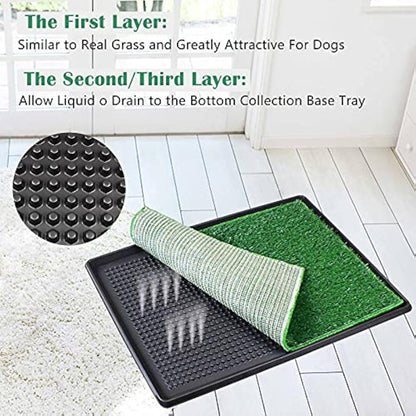 BRIAN & DANY Dog Toilet Puppy Pee Training Pad, with Two Artificial Grass Mats and Waste Tray for Indoor/Outdoor, 76cm x 51cm