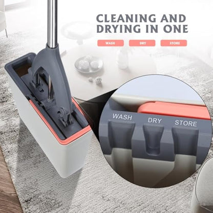Masthome Sponge Mop and Buckets Sets, Floor Mops with 3pcs Super High Absorption Sponge Heads,Lazy Squeeze Mop Bucket with 135cm Extendable Handle for Laminate, Tile, Hardwood Floor Cleaning