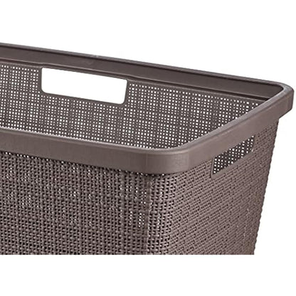 Curver Jute Woven Effect 70% Recycled Rectangular Laundry Basket 46 Litres – Peppercorn
