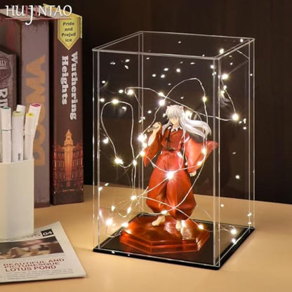 HUIJINTAO Clear Acrylic Display Case Countertop Box Cube Organizer Stand Dustproof Protection Showcase for Action Figures/Toys/Collectibles(10x10x14inch;25x25x35cm)
