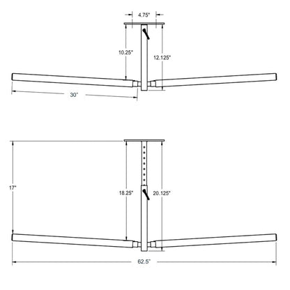 StoreYourBoard Double SUP & Surf Ceiling Storage Rack, Hi Port 2 Overhead Hanger Mount, Home & Garage (X-Large (30" Arms))