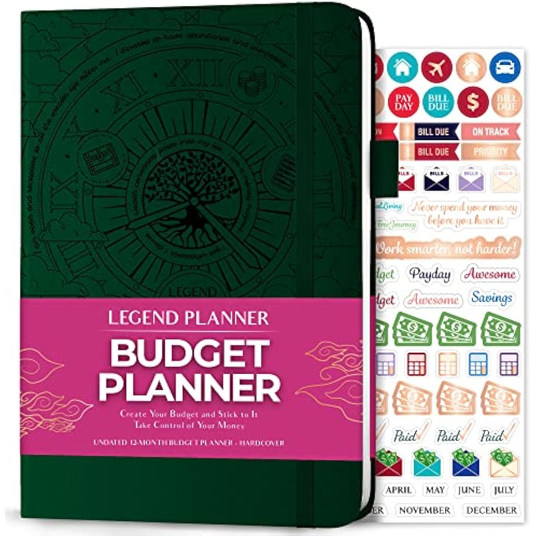 Legend Budget Planner – Financial Organizer Book. Money Account & Expense Tracker Notebook Journal for Household Monthly Budgeting (Dark Green)