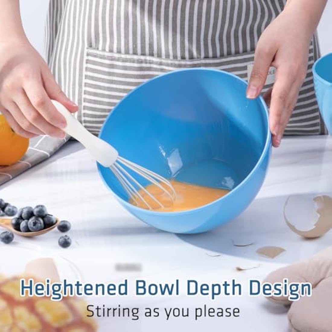 Luxear 0.2-6.5L Large Mixing Bowls with Lid Set of 6, Plastic Stackable Nesting Bowl with Fork or Spoon for Cooking, Storage, Baking, Fruit, Salads, Microwave, Dishwasher and Freezer, BPA-Free
