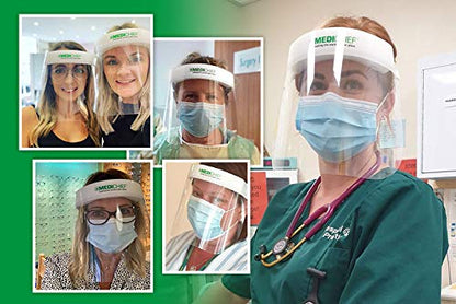 Medichief Premium Face Shield (Pack of 10) | Full Face Protective Visor | Transparent With Anti-Fog Protection | CE Approved UK Safety Shield