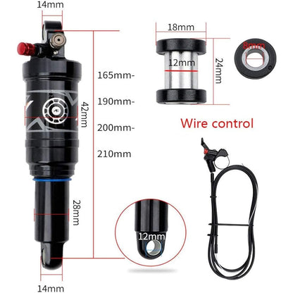 splumzer Mountain Bike Shocks Absorber Air Rear Shock - Rebound/Lock Out/Air Pressure Adjustable (165MM, Remote Lockout)