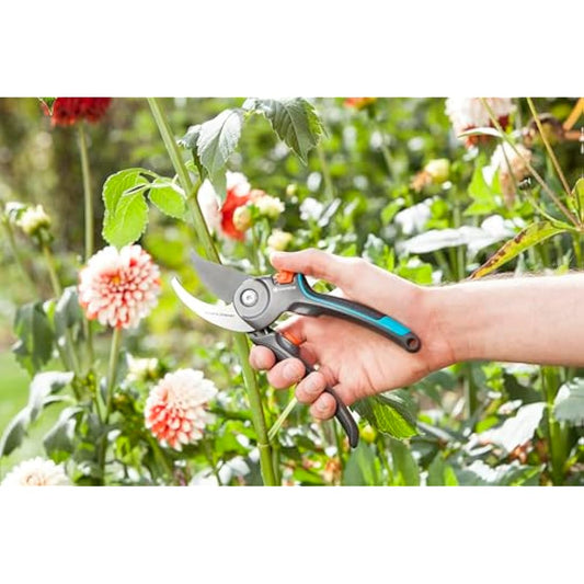 Gardena Garden Secateurs B/M: Pruning Shears with Bypass Blade for Branches and Twigs, Maximum Cutting Ø 24 mm, Spring Integrated into Handle, Non-Stick-Coated Upper Blade (8904-20)
