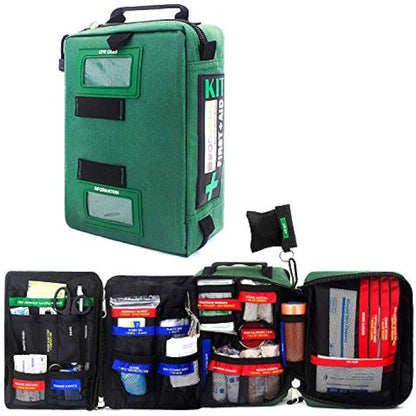 255PCs Pro First Aid Kit Emergency Survival Trauma Kit Medical Kit with Labeled Compartments for Boat Car Truck Camping Hiking Travel & Backpacking