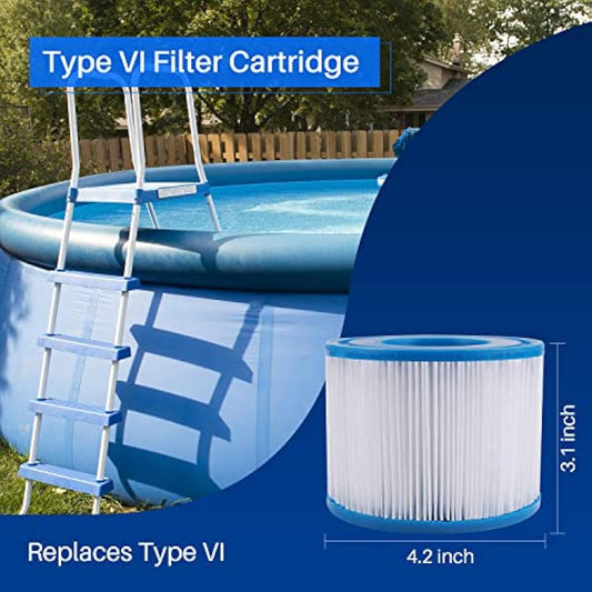 POOLPURE Replacement Bestway Spa Filter for Type VI SPA, Hot Tub Filter Replaces 90352E, Set of 4