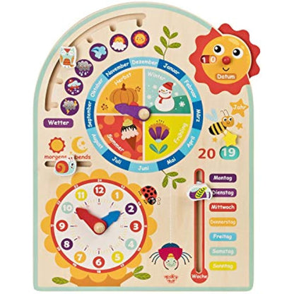 Tooky Toy Calendar clock year clock – children's toy – wooden toy learning toy – clock – seasons – weather made of wood