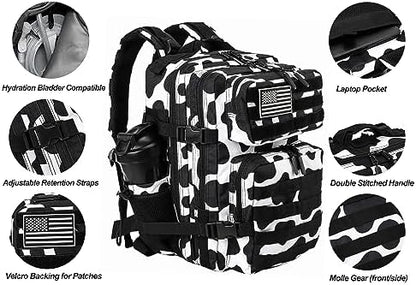 LHI Tactical Military Backpack for Men and Women 25L/35L Army Assault Pack Bag Small Rucksack with Bottle Holder
