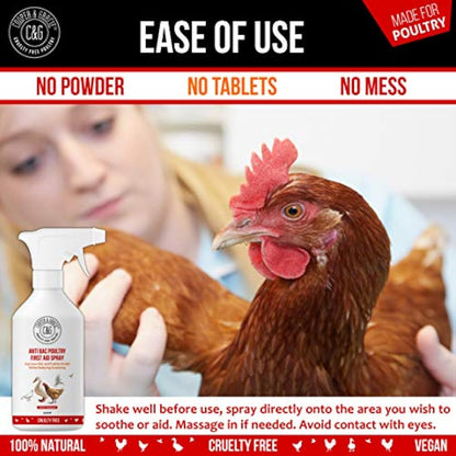 Poultry First Aid Spray 500ml By Cooper And Gracie | Antiseptic Spray For Wounds | Improves Skin And Feather Health & Reduces Scratching | Alternate To Iodine Spray & Purple Spray For Chickens