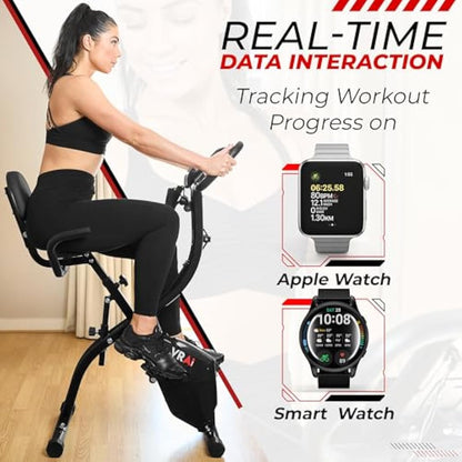 SmartXBike Pro 4-in-1 Exercise Bike Folding Indoor Cycling Fitness Bike with Magnetic Auto Resistance, FTP Power Training for Home Gym, Bluetooth Smartphone App Compatible with Kinomap, VZfit VR