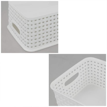 Bringer Set of 6 Plastic Storage Baskets, White Weave Storage Baskets