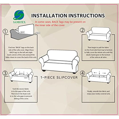 SAMSTEX Stylish Sofa Cover Stretch 1-Piece Sofa Slipcovers High Stretch Sofa Covers 3 Seater Thick Soft Sofa Protector Machine Washable Non Slip Couch Covers (3 Seater, Light Grey)