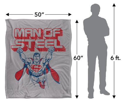 SUPERMAN Steel Retro Officially Licensed Silky Touch Super Soft Throw Blanket 152 x 127 cm