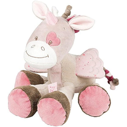 Nattou Unicorn Soft Toy, Jade, Companion from Birth, 30 cm, Nina, Jade and Lili, Beige-Pink, 987011