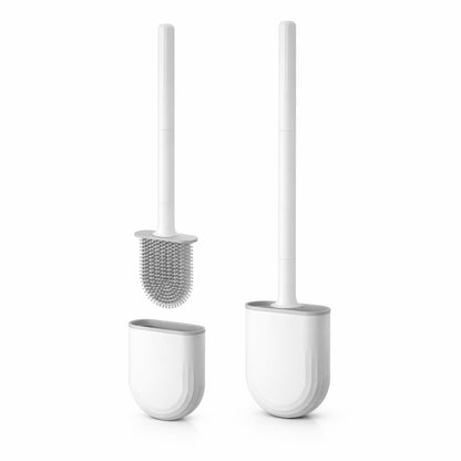 CasaLine Silicone Toilet Brush and Holder – Wall Mounted Flat Silicone Toilet Brush, Hygienic Drip-Free Toilet Brush Holder for Modern Bathrooms