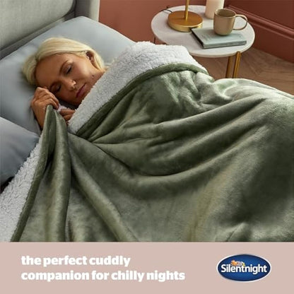 Silentnight Snugsie Giant Blanket - Fleece Throw Plush Blanket Super-Sized with Warm Sherpa Fleece Inside Reversible for Whole Family Sofa Couch Bed - 240 x 180cm – Green