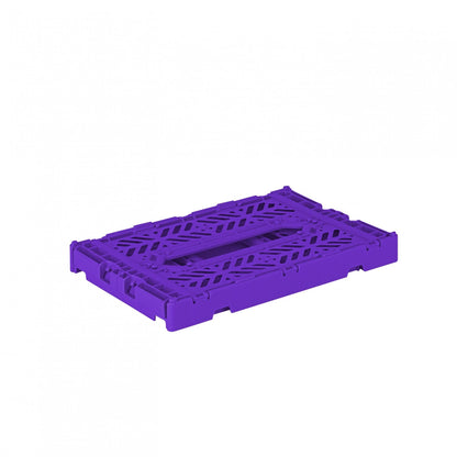AYKASA Folding Crate, Sturdy Folding Box, Plastic, Stackable, Purple, Mini (27 x 17 x 11 cm)