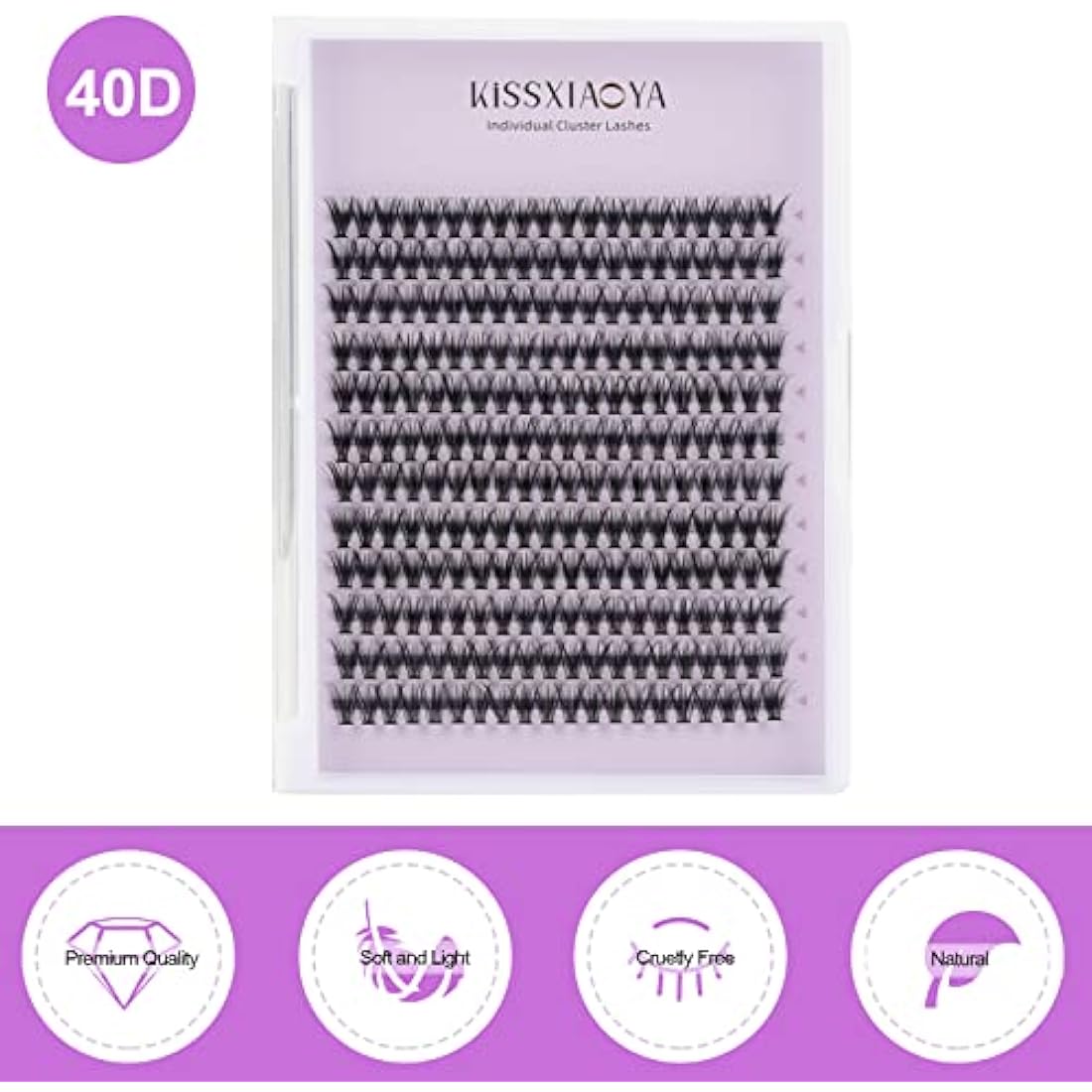 Cluster Eyelash 240pcs 40D 0.07 D Curl 10mm Cluster Eyelashes Extensions, Soft Individual Lashes Natural False Eyelashes Clusters DIY Eyelash Extension At Home (10mm, 40D-D-0.07)