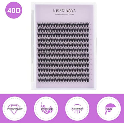 Cluster Eyelash 240pcs 40D 0.07 D Curl 10mm Cluster Eyelashes Extensions, Soft Individual Lashes Natural False Eyelashes Clusters DIY Eyelash Extension At Home (10mm, 40D-D-0.07)