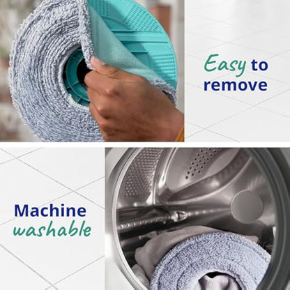 Spontex Aqua Revolution System X'tra Floor Mop and Bucket Set with Free Refill | Separates Clean & Dirty Water | Cleans Laminate, Wood & Tile Flooring | Flat Spin Mop with Microfibre Refills
