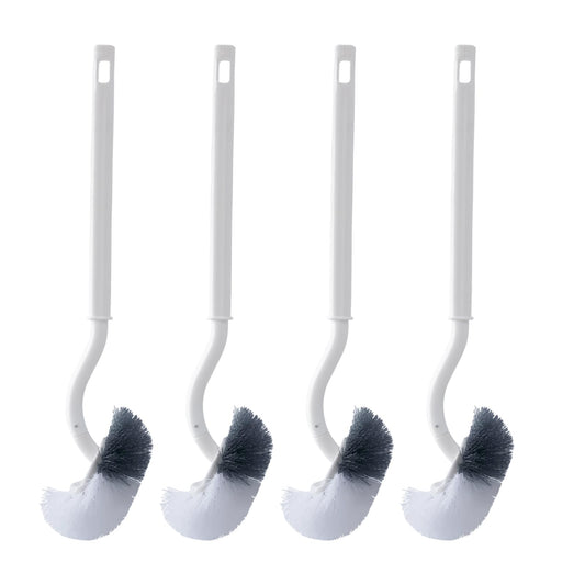 SUIXI Toilet Brush Set, Upgrade Toilet Brush with Edge Cleaner, Long Handle, Curved, Plastic with Strong Bristles for Deep Cleaning