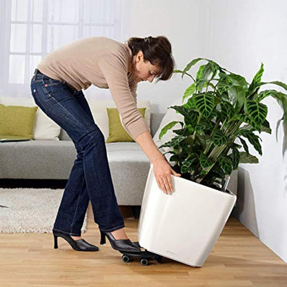 Lechuza Self Watering Plant Pot QUADRO LS 43 Garden Flower Indoor and Outdoor Plastic Planter with Drainage Hole H40 L43 W43 cm White High-Gloss