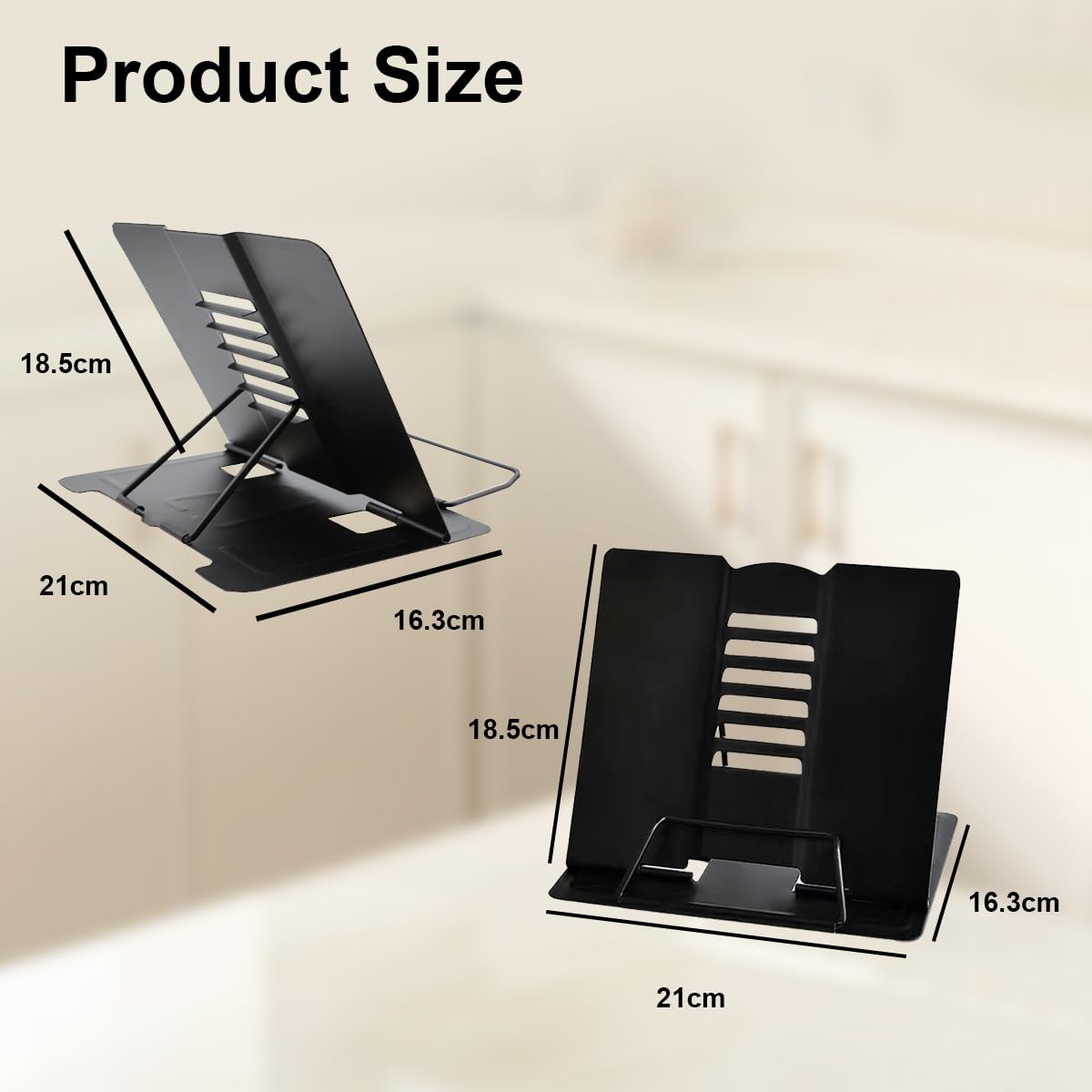 Garegce Metal Book Stand Folding, Book Holder, Cookbook Stands 6-Position Adjustable Height for Reading Rack, Tablet, Mobile Phone
